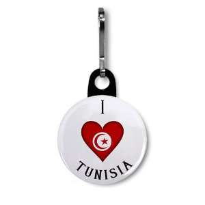  I HEART TUNISIA World Flag 1 inch Zipper Pull Charm 