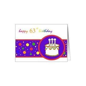  63rd Happy Birthday Cake rainbow design Card: Toys & Games