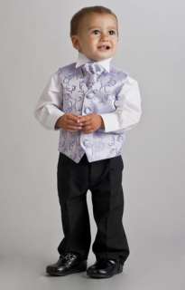 BABY BOYS PAGEBOY OUTFITS BLACK LILAC SUIT AGE 0M 12Y  