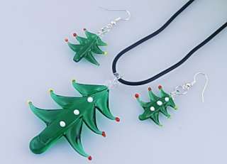wholesale Christmas lamwork glass pendant neck+earring  