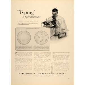   Life Insurance Pneumonia Typing   Original Print Ad