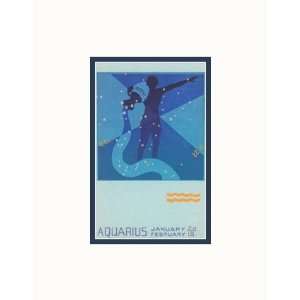 Aquarius, The Water Bearer Religion & Philosophy Pre Matted Poster 
