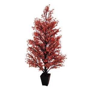   Red & Black Glittered Berry Christmas Tree #XBZ727 RE