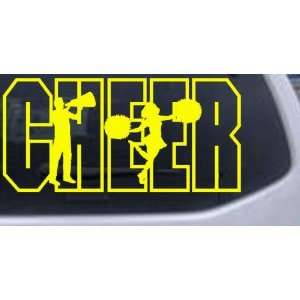 Cheer Leader Sports Car Window Wall Laptop Decal Sticker    Yellow 3in 