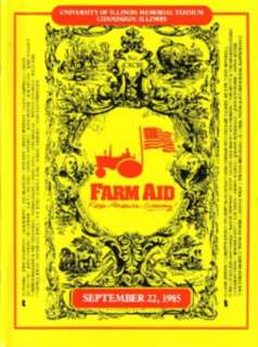 FARM AID 1985 Tour Concert Program NEIL YOUNG BOB DYLAN  