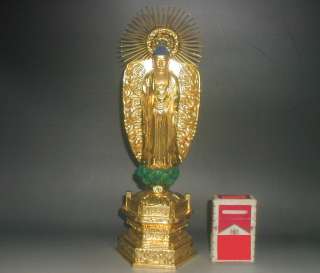 Buddhist Statue 186 Large Wood Gold Leaf Amida Nyorai Buddha Japanese 