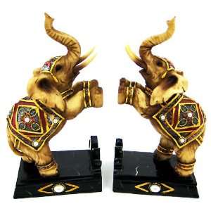  Pair Of Rearing Elephant Bookends Book Ends: Home 