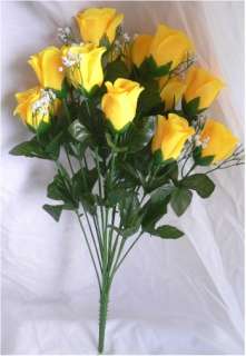 84 YELLOW Long Stem Silk Rose Buds Wedding Bouquet Centerpiece Roses 