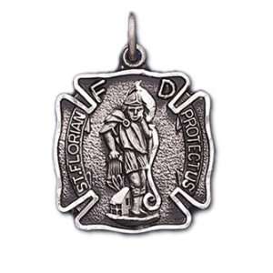  0.925 Sterling Silver Saint Florian Pendant Charm: Jewelry