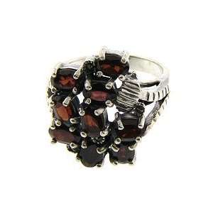  Sterling Silver Garnet and Marcasite Cluster Ring Size#8 Jewelry