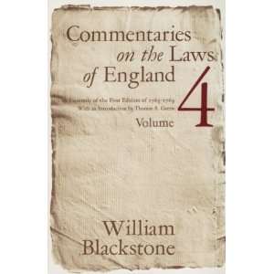   Laws of England (Vol. 4) (9780226055459) William Blackstone Books