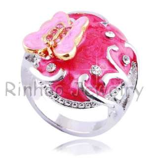 Focal → Red Butterfly Rhinestone 7.5# Childrens Ring+Gift Bag