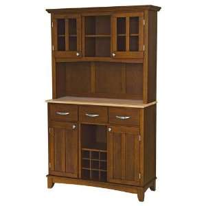  Natural Wood Top and 2 Glass Door Hutch   5100 0071 72: Home & Kitchen