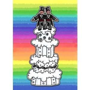 Two Grooms on Rainbow Wedding Cake Greeting Card Health 