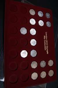 LONDON 2012 OLYMPICS 50P SPORT COINS COLLECTION TRAY