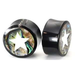  Horn Plug with Abalone Inlay and White Star Organic Plug 