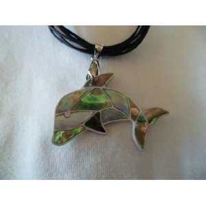   Inlaid Abalone Shell Dolphin Pendant Necklace: Everything Else