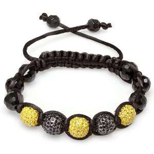 Bracelet Mens Ladies Unisex Hip Hop Style Pave Five Crystal Yellow 