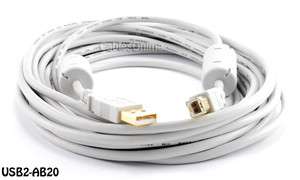 20ft. Hi Speed USB 2.0 A/B Cable w/ Two Ferrite Cores, CablesOnline 