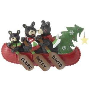  Personalized Bear Canoe Family 3 Christmas Ornament: Home 