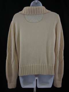 CHLOE Cream Wool Zip Up Cardigan Sweater Sz M  