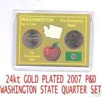 24kt GOLD PLATED 2007 PD WASHINGTON STATE QUARTER SET  