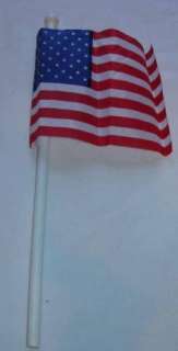 50 STAR NYLON AMERICAN FLAG ON WOOD WOODEN POLE  