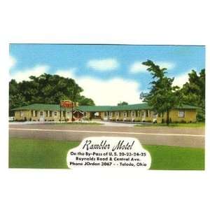  Rambler Motel Postcard Toledo Ohio Linen & Mint 