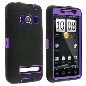  Hybrid Case for HTC EVO 4G, Purple Hard / Black Skin 