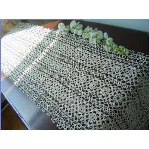   Handmade Bobbin Lace /Tatted Lace White Table Runner