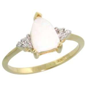 : 10k Gold Triangular Stone Ring, w/ 0.75 Total Carat Fire Opal Stone 