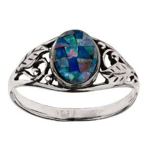  Opal Sterling Silver Drop Shape Stone Ring: Graciana 