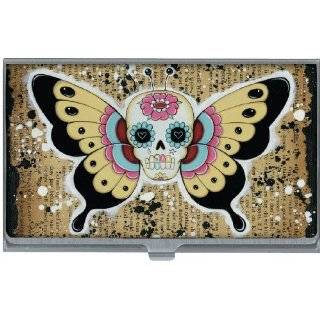   Day of the Dead Sugar Skull with Butterfly Wings Business Card Holder