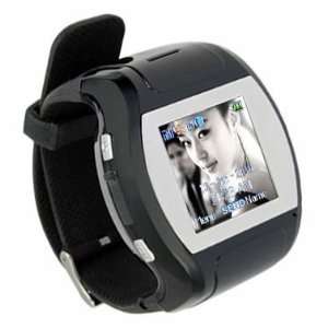   Fashionable Quad Band Watch Touch Screen Cell Phone Black Electronics