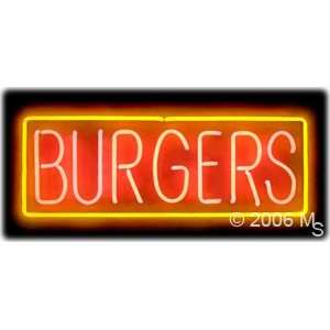 Neon Sign   Burgers   Large 13 x 32 Grocery & Gourmet Food