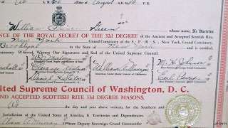 Freemason Document   Signed by Nine 33rd Degree Masons   1946 