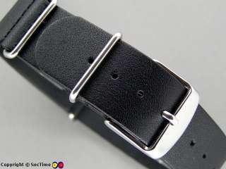 High quality leather watch strap NATO G10 Black 20mm  