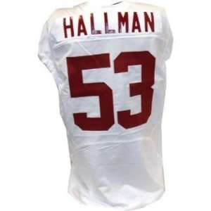 Hallman #53 Alabama 2009 2010 Game Used White Football Jersey (50L 