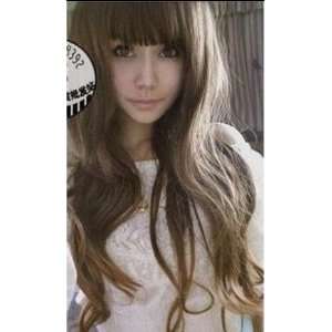  Long Light Brown Large Curly Hair w/ Fringe: Beauty