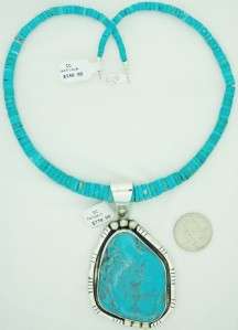   Native American 925 Silver Turquoise Larry Begay AZ Necklace  