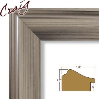 Picture Frame Smooth Brushed Silver 1.8 Wide Complete New Wood Frame 