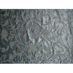 Crewel Fabric Orpheus Silver Blue Cotton Viscose Velvet:  
