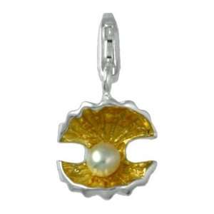 SilberDream Charm shell gold plates with pearl, 925 Sterling Silver 