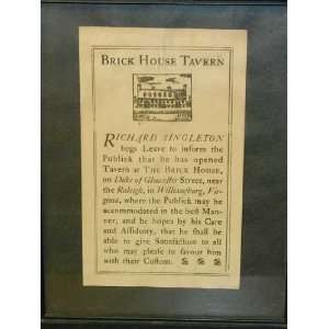  Brick House Tavern Vintage Advertisement