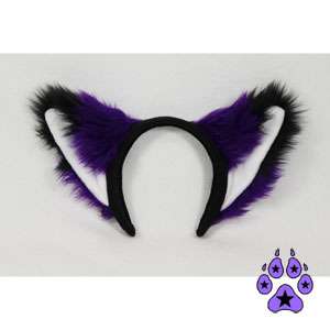 PURPLE Furry FOX cosplay Kitty Anime HEADBAND Hat EARS  