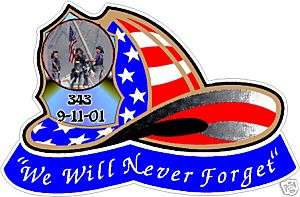 2Lg. Fire Fighter Helmet sticker decal 911 never forget  