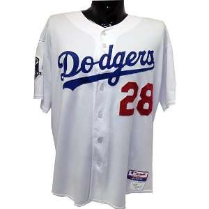  Andy LaRoche #28 Dodgers 2008 Game Used Home Jersey w/50th 