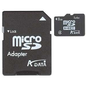  A Data 8GB Turbo Class 4 microSDHC Memory Card w/Adapter 