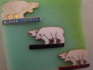ML Jaycees Pins Alaska 3 pin set mating polar happy bears 1980s  