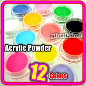 Free Shipping! 12 COLOR Acrylic POWDER for 3D NAIL ART  